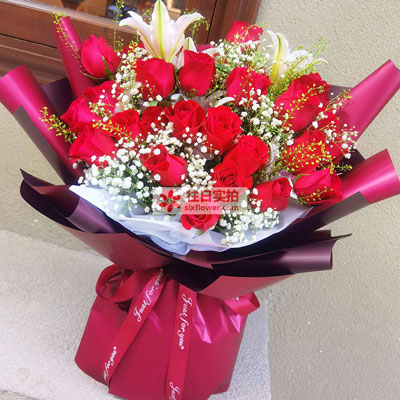 洛阳30朵红玫瑰百合，做你余生故事里的人